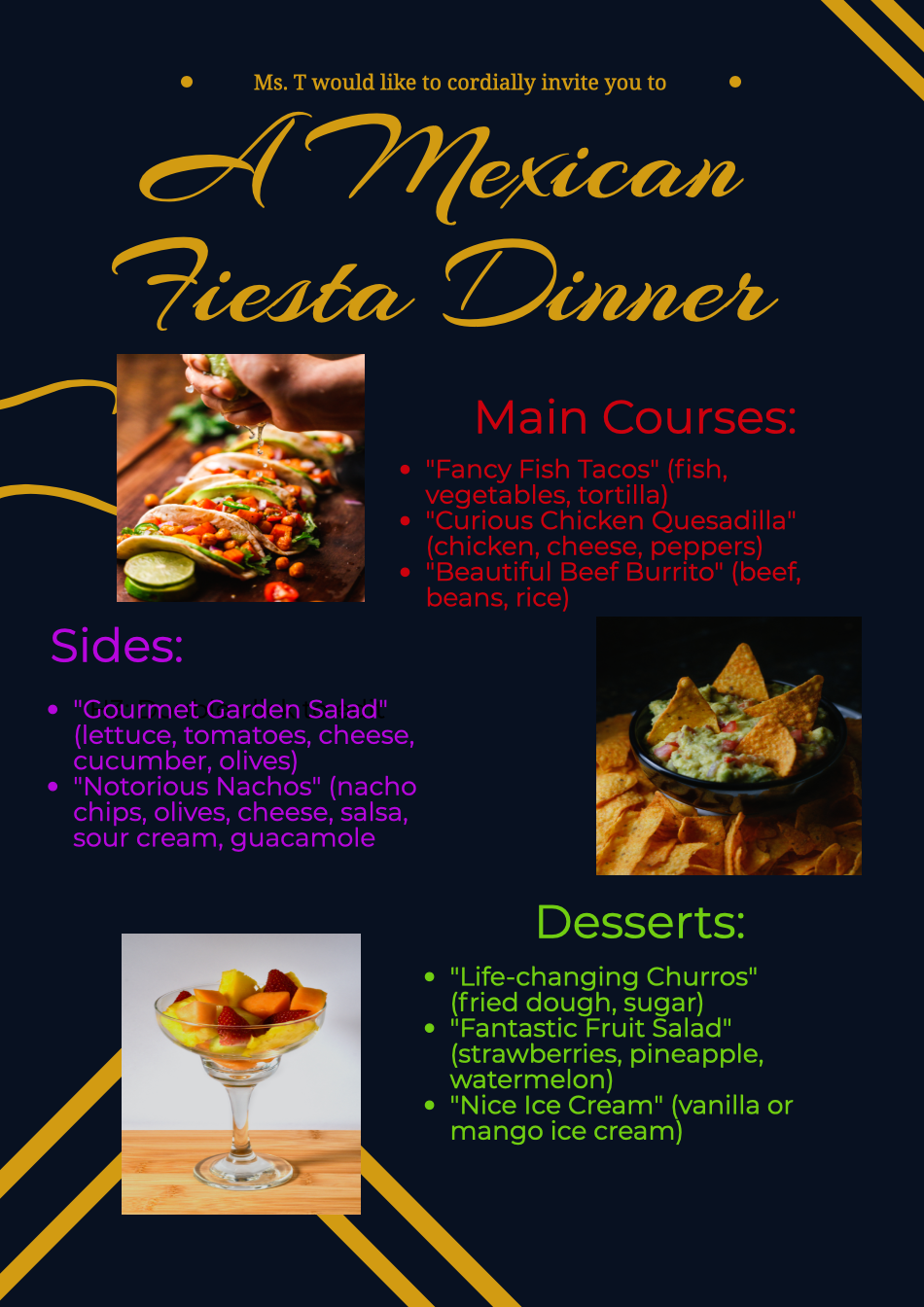 Mexican Fiesta Menu