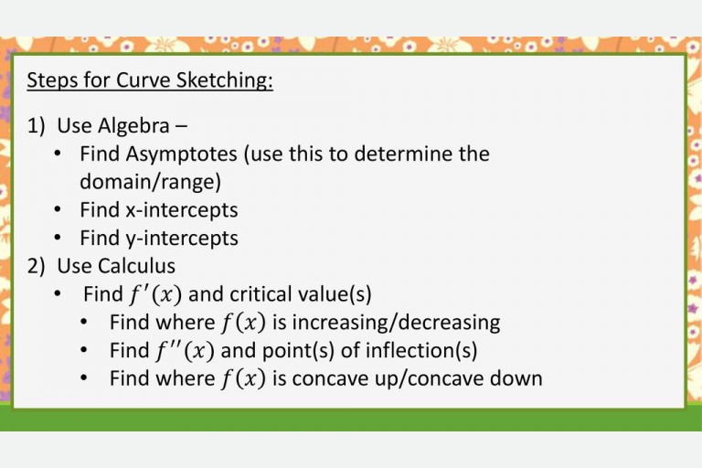 Unit 4 - Curve Sketching (18 Hours)